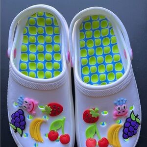 White and Red Sandals with Fruit Charms